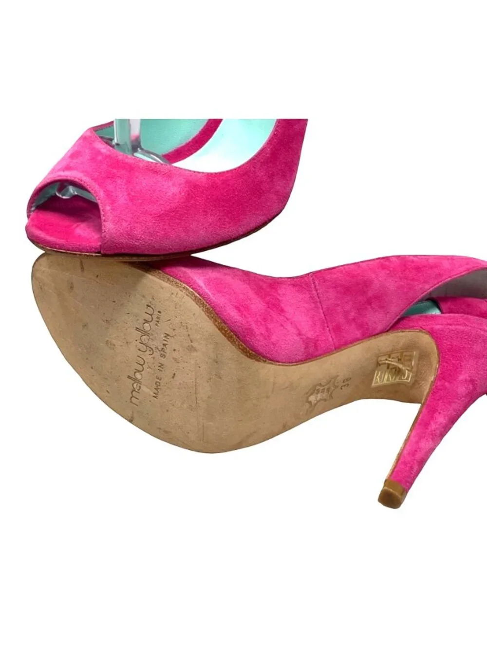 MELLOW YELLOW Nuevo Pink Suede Peep Toe Slingback Bow Pumps